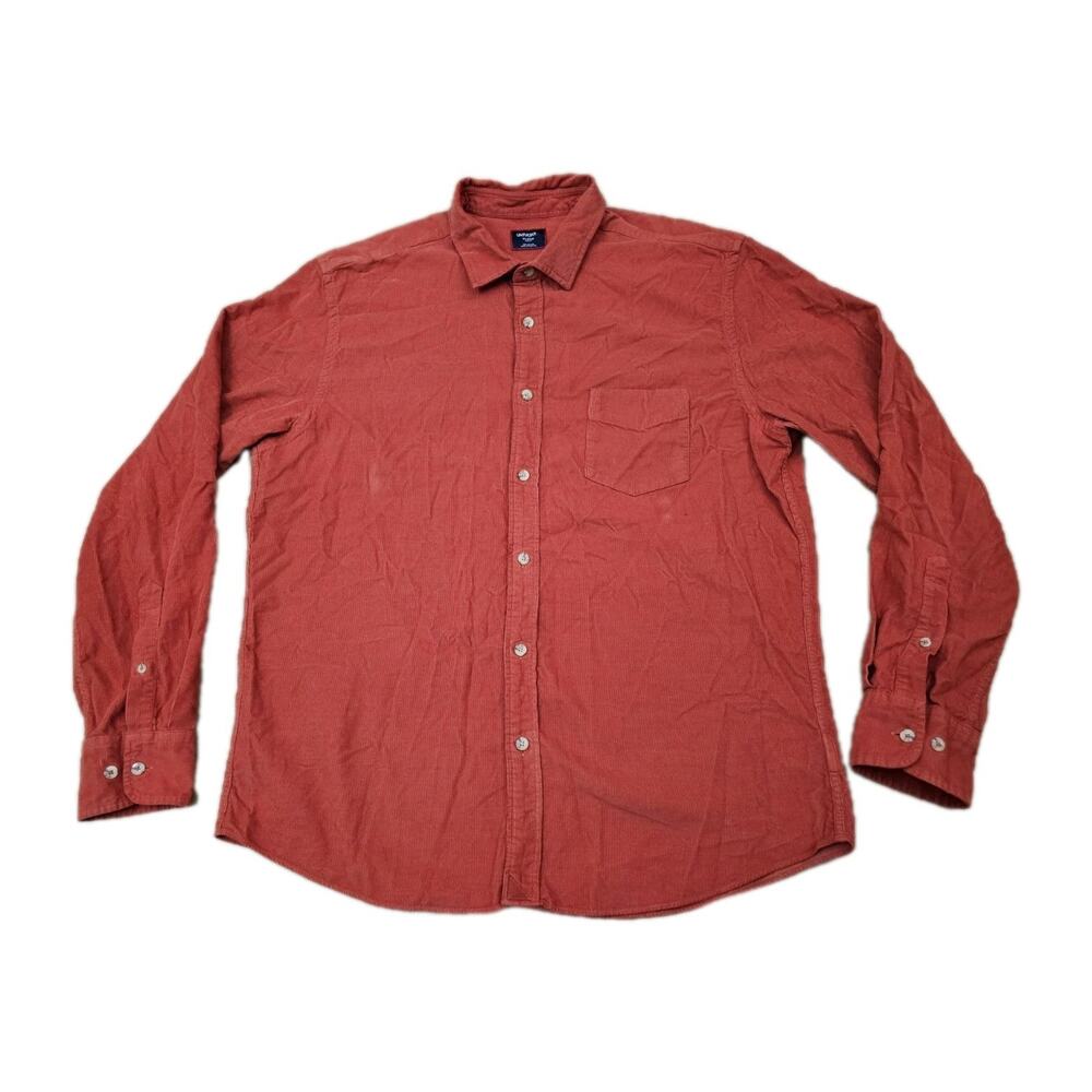 UNTUCKit Men XL Shirt Corduroy Red Slim Fit Pocket Button Up Authentic